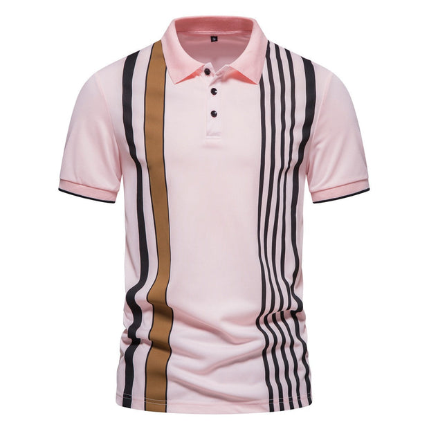 Polo para hombre de algodón estampado líneas verticales - Matteo
