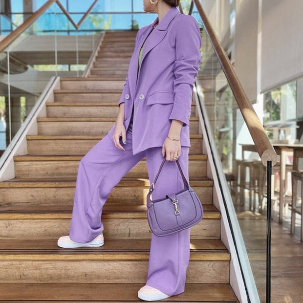 Conjunto pantalón mujer estilo blazer pernera ancha - Venecia