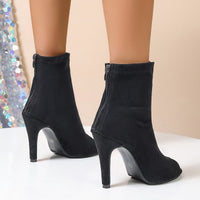 Botines de tacón para mujer acabado gamuza estilo peep toe ajustado - Vanesa