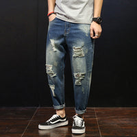 Pantalón vaquero hombre recto efecto desgastado rasgado - David