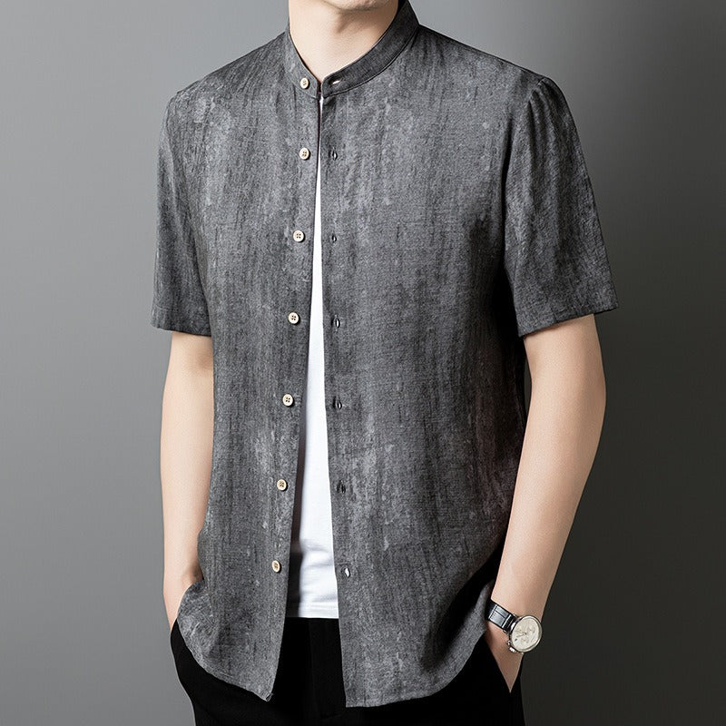 Camisa hombre lino transpirable cuello mao - Agustin