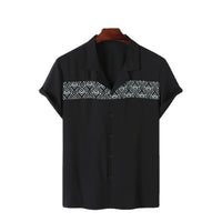 Camisa casual para hombre de manga corta con bordado geométrico - Sven