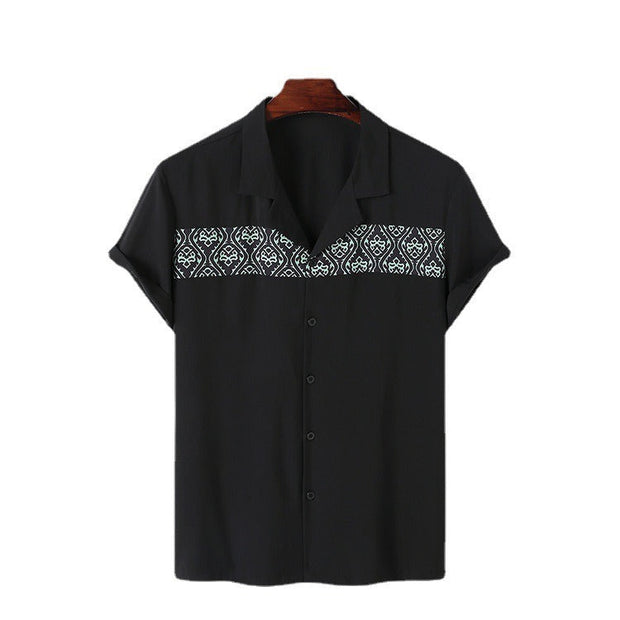 Camisa casual para hombre de manga corta con bordado geométrico - Sven