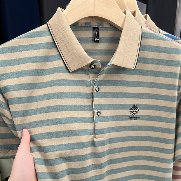 Camiseta polo para hombre de punto a rayas con cuello clásico - Marc