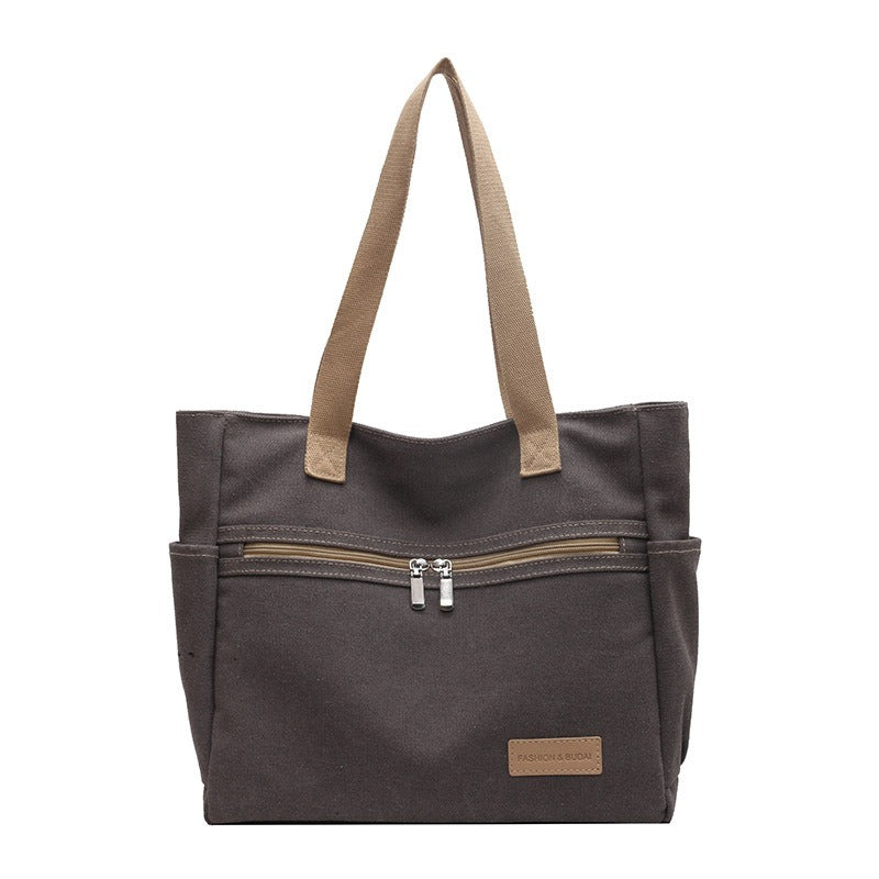 Bolso de Hombro de Lona Resistente Bolsillos Exteriores - Eliane