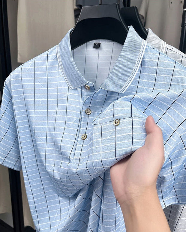 Polo hombre tejido transpirable estilo clásico con bolsillo - Gerardo