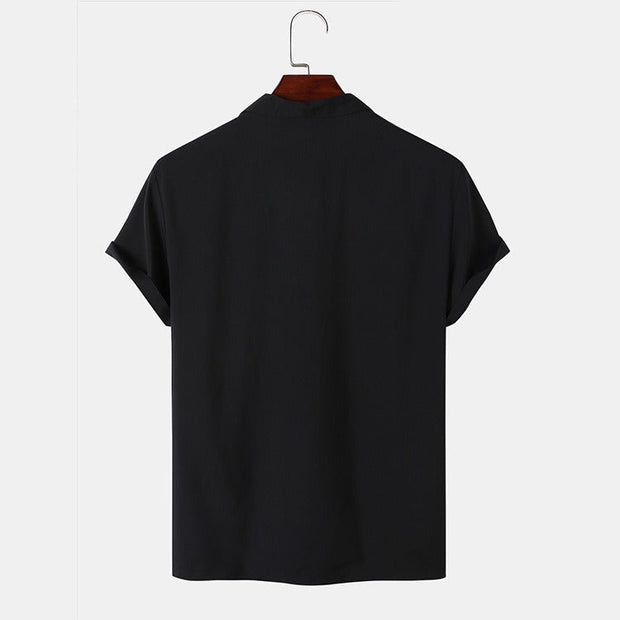 Camisa casual para hombre de manga corta con bordado geométrico - Sven
