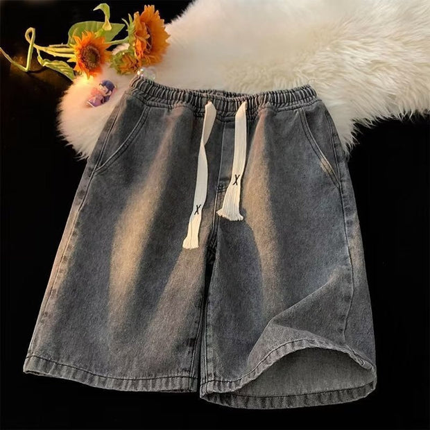 Pantalones cortos denim con cintura elástica y cordón ajustable - Silas