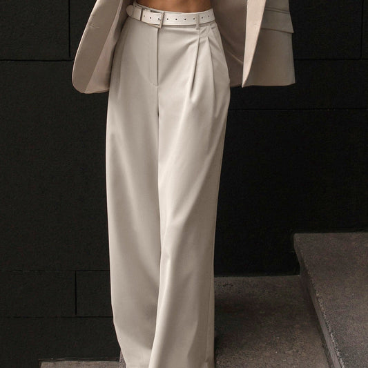 Pantalón para mujer de pierna ancha talle alto estilo sastrero - Renata