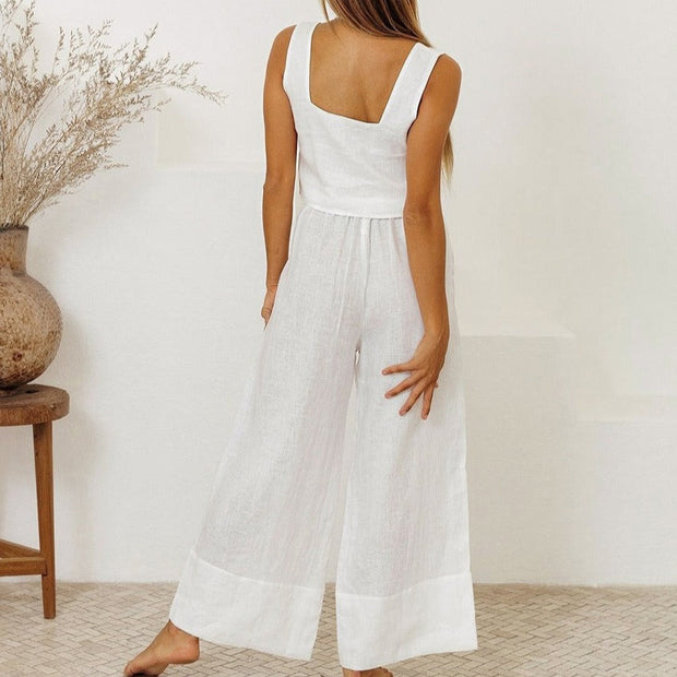 Conjunto de tirantes para mujer de lino estilo holgado - Martina