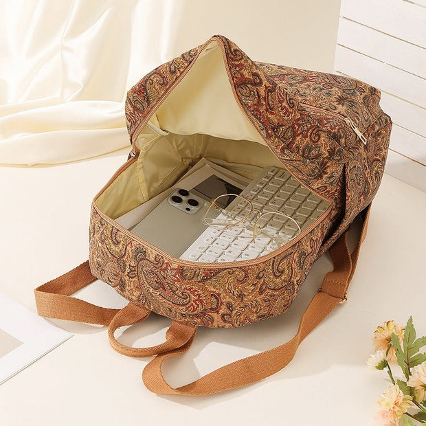 Mochila tela estampada capacidad amplia estilo vintage - Francis