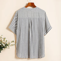 Blusa de mujer con rayas en bloque y cuello en V - Noelia