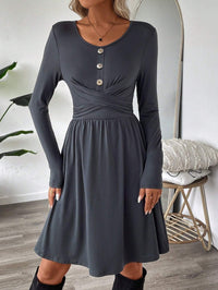 Vestido mujer punto suave botones cruzado - Athena