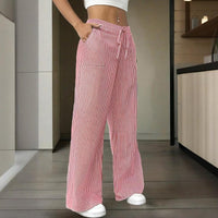 Pantalón mujer algodón a rayas estilo ancho - Bianca