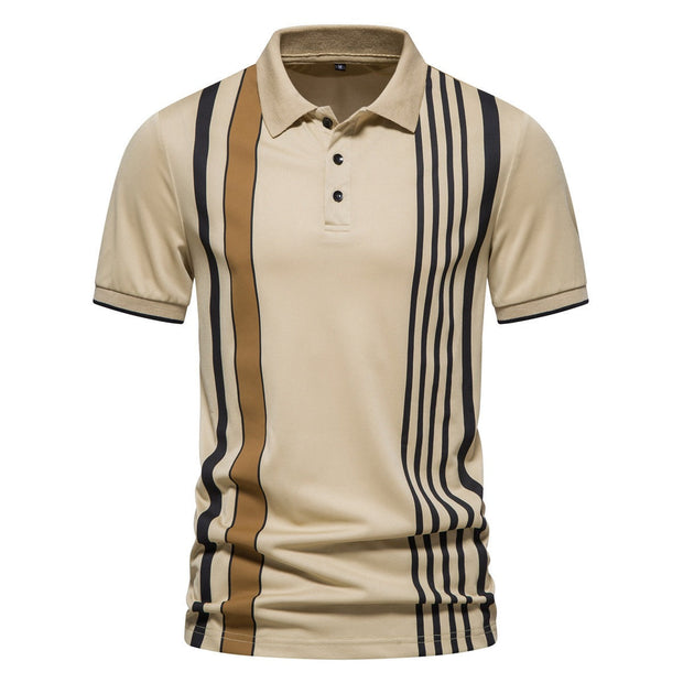 Polo para hombre de algodón estampado líneas verticales - Matteo