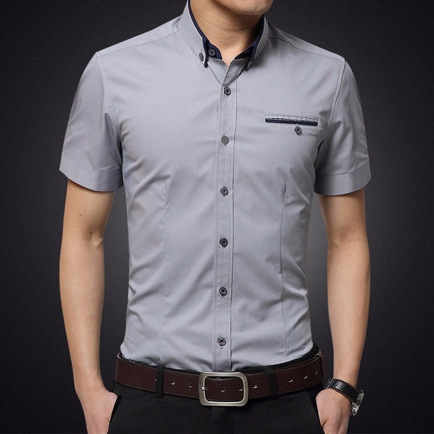 Camisa para hombre de manga corta algodón corte slim - Adrien
