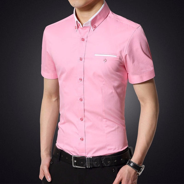 Camisa para hombre de manga corta algodón corte slim - Adrien