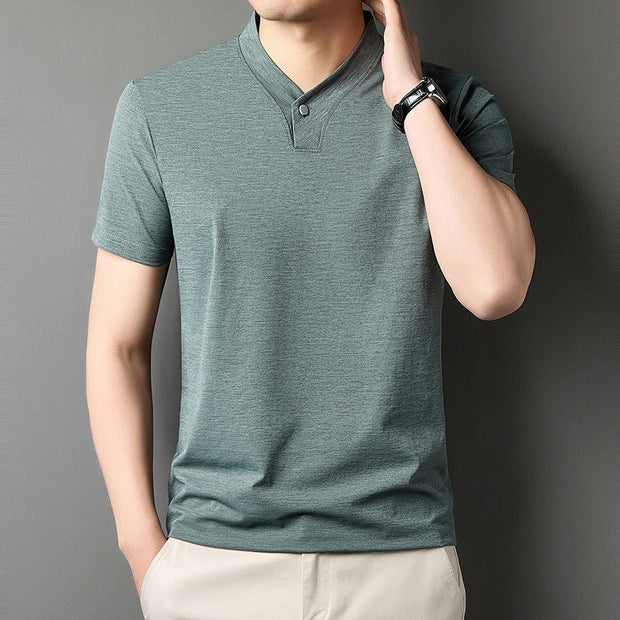 Camiseta para hombre de algodón elástico cuello mao - Adrien