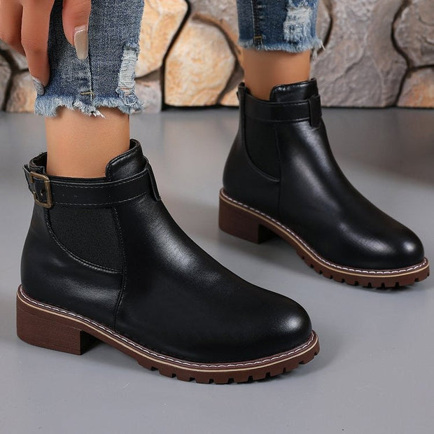 Botines mujer piel sintética hebilla decorativa estilo casual - Nadia