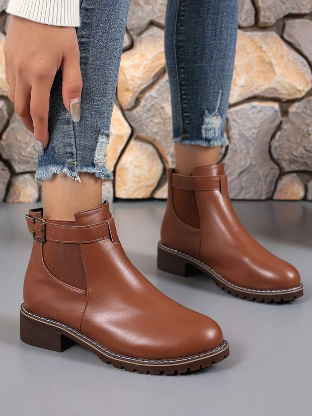 Botines mujer piel sintética hebilla decorativa estilo casual - Nadia