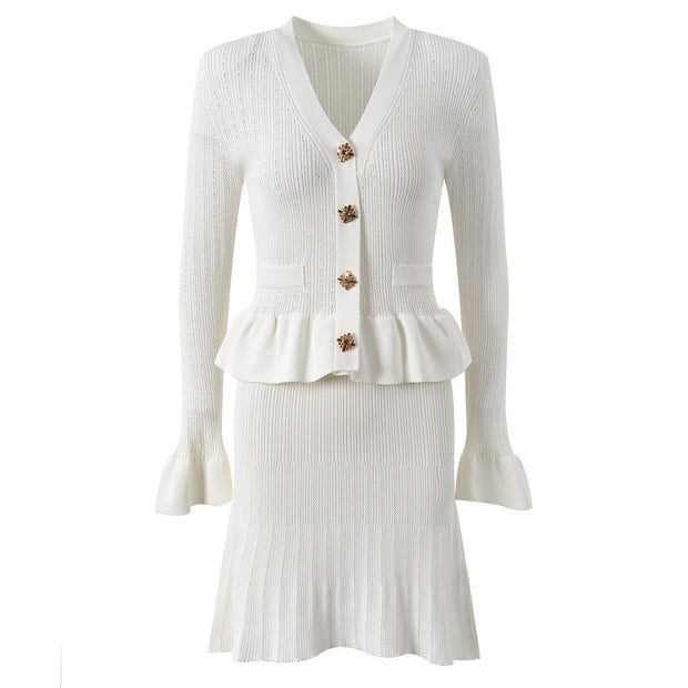 Vestido de punto con botones joya - Mireille