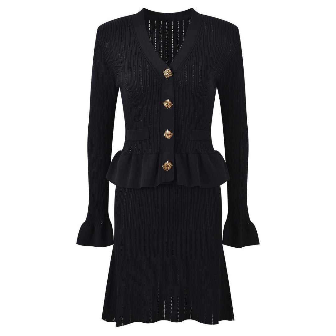 Vestido de punto con botones joya - Mireille