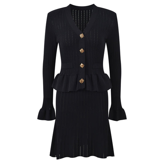 Vestido de punto con botones joya - Mireille