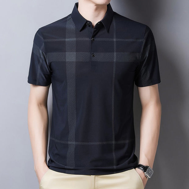 Polo de hombre en punto técnico con diseño a cuadros - André