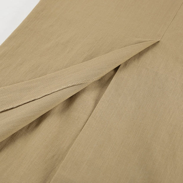 Falda larga para mujer tiro alto abertura frontal estilo recto - Julieta