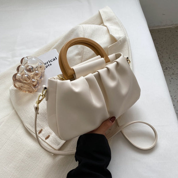 Bolso de mano para mujer efecto de piel fruncido estilo moderno - Amélie