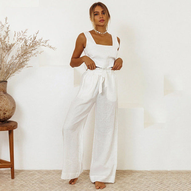 Conjunto de tirantes para mujer de lino estilo holgado - Martina