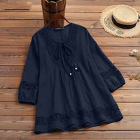 Blusa mujer encaje y lazo frontal - Marena