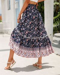 Falda larga mujer estampado floral bohemio - Vianey