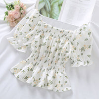 Blusa para mujer floral con nido de abeja y mangas abullonadas estilo romántico - Lía