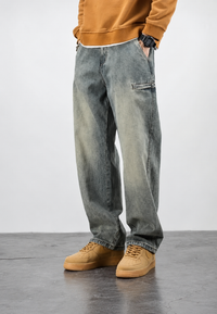 Jeans hombre loose fit efecto lavado pierna recta - Roderik