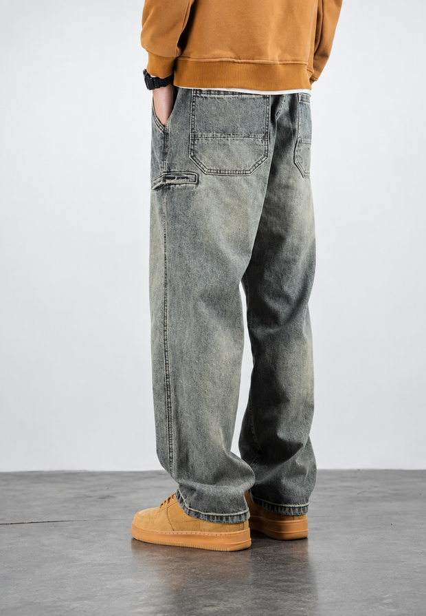 Jeans hombre loose fit efecto lavado pierna recta - Roderik