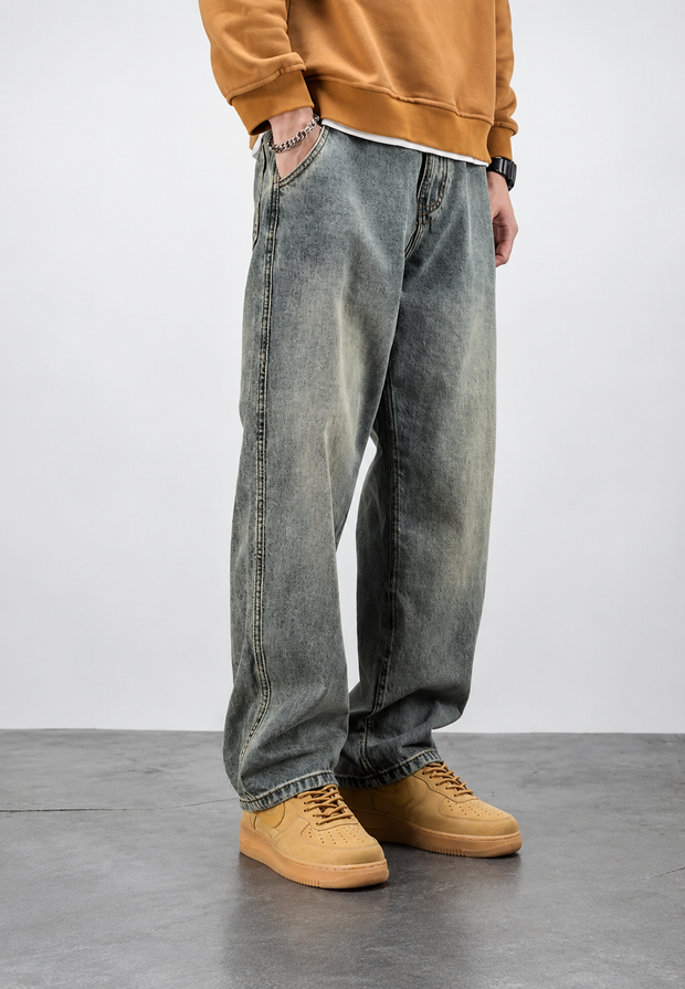 Jeans hombre loose fit efecto lavado pierna recta - Roderik
