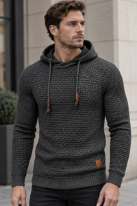 Jersey hombre con capucha punto texturizado cordones - Ronan