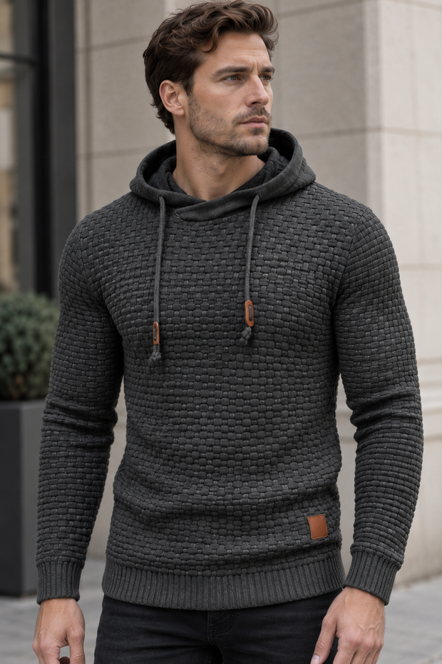 Jersey hombre con capucha punto texturizado cordones - Ronan
