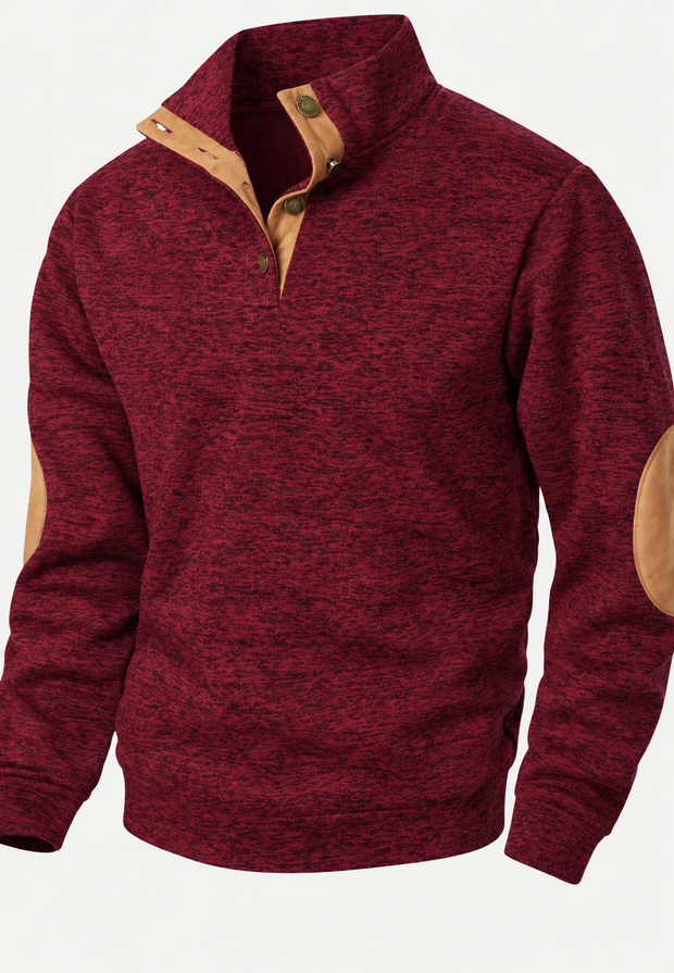 Jersey hombre cuello alto botones coderas contraste - Thorben