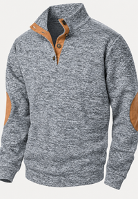 Jersey hombre cuello alto botones coderas contraste - Thorben
