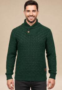 Jersey hombre cuello chal botones punto texturizado - Hadrian