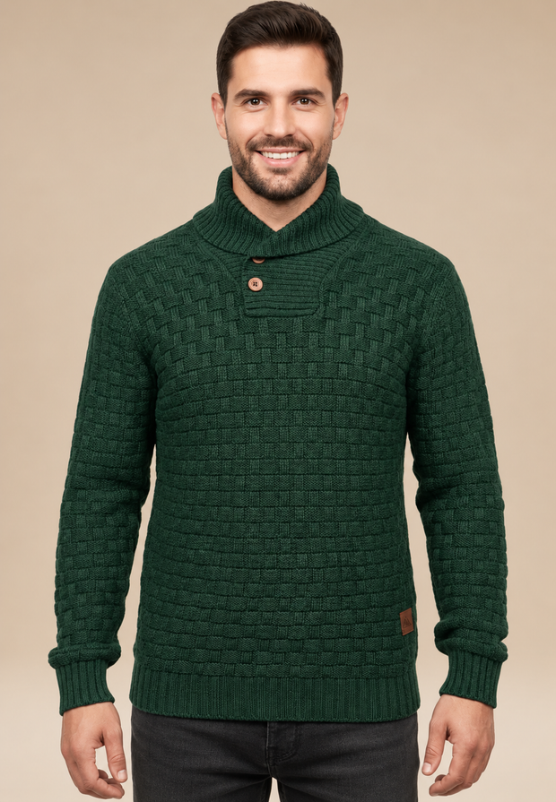Jersey hombre cuello chal botones punto texturizado - Hadrian
