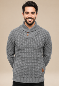 Jersey hombre cuello chal botones punto texturizado - Hadrian