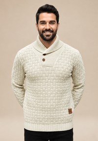 Jersey hombre cuello chal botones punto texturizado - Hadrian