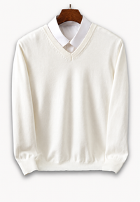 Jersey hombre cuello en V manga larga punto liso - Lucan