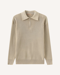 Jersey hombre cuello polo media cremallera punto canalé - Ilan