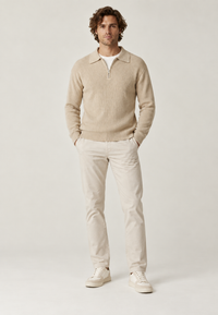 Jersey hombre cuello polo media cremallera punto canalé - Ilan