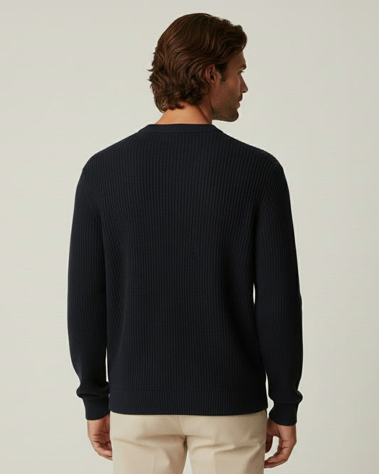 Jersey hombre cuello redondo punto canalé manga larga - Evren