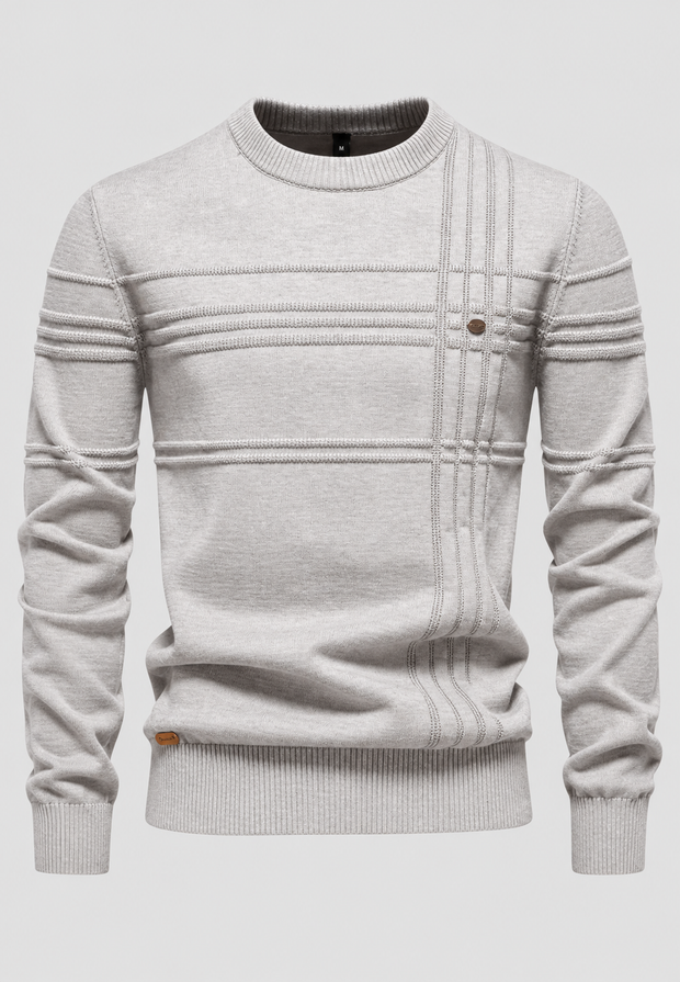 Jersey hombre cuello redondo punto estructura cuadros - Simon